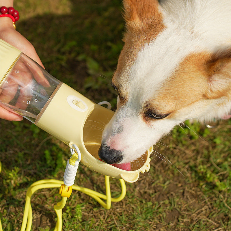 2-in-1 Portable Dog Water Bottle with Food Container – Leakproof Feeder for Outdoor Use