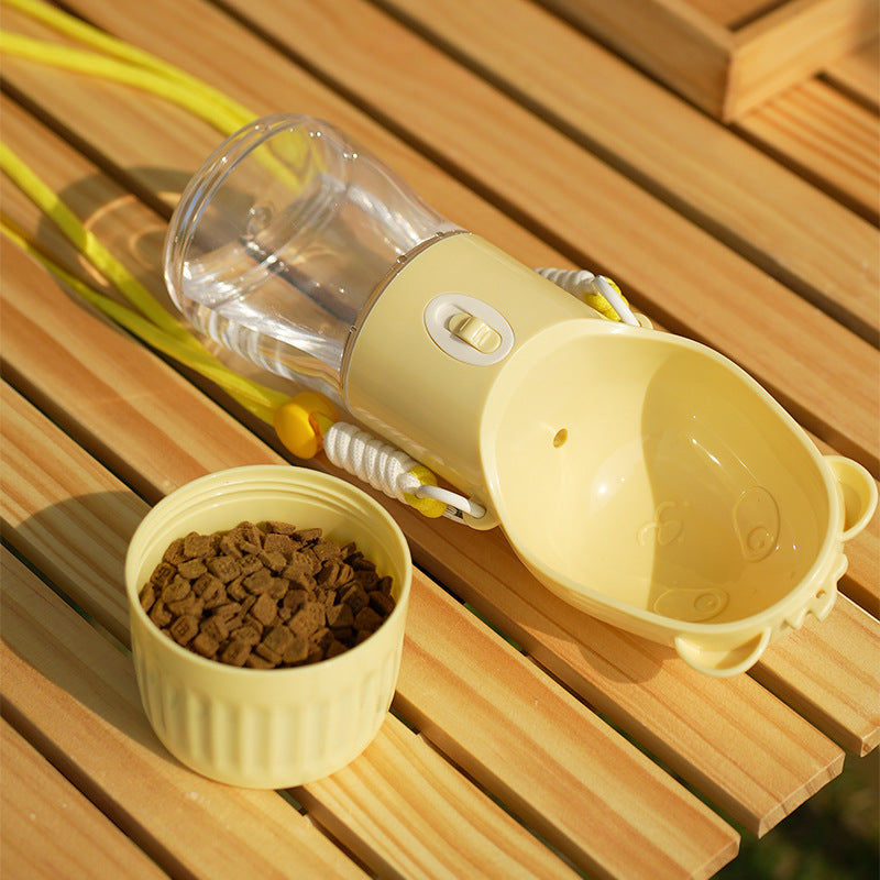 2-in-1 Portable Dog Water Bottle with Food Container – Leakproof Feeder for Outdoor Use